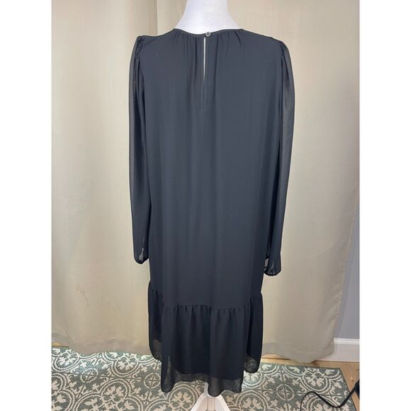 Wilfred by Aritzia Black Long Sleeve Ruffle Hem Dress – Size Small - Picture 2 of 6